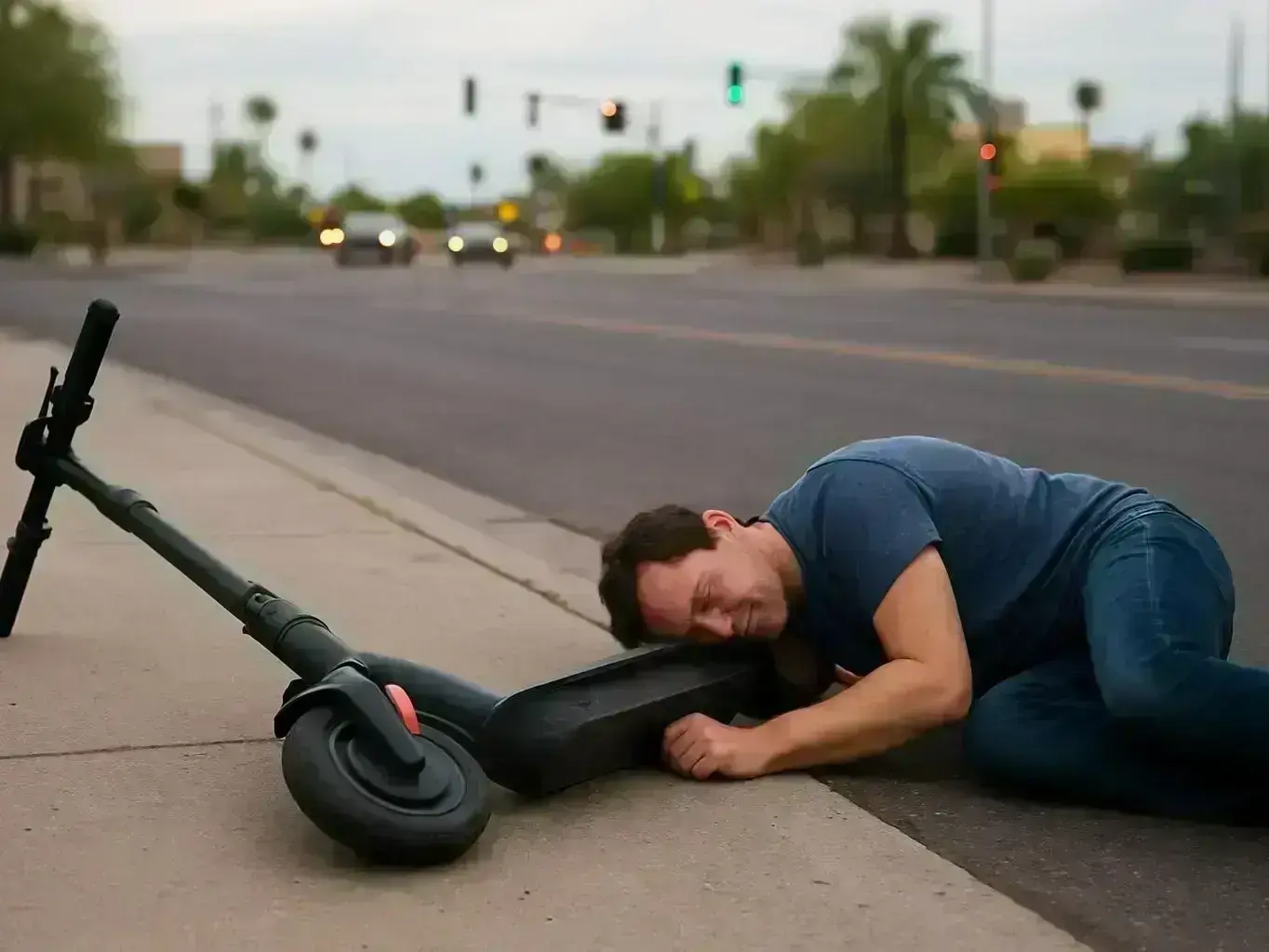 E-scooter accident scene near Goodyear Ballpark with legal team investigating